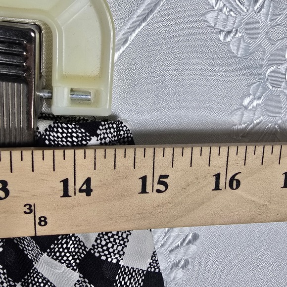 Vintage Maggy London Silk Skirt Set Woman 8 Black White Gingham Floral Old Money - Picture 9 of 13